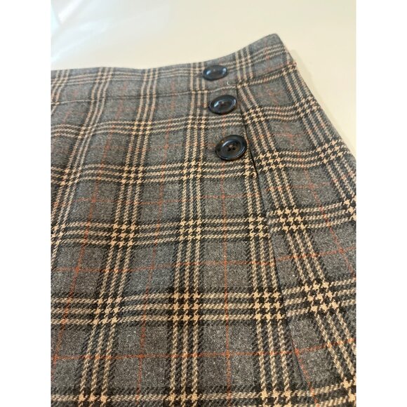 Gap Womens Plaid Mini Skirt With Button Details Size 8 Gray & Beige Wool Blend S - Picture 2 of 9